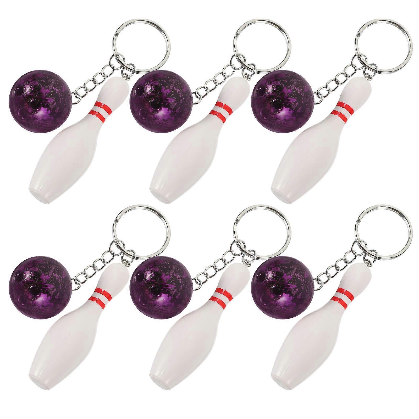 Bowling Pin Keychain 18 Pcs Purple Miniature Accessory Perfect For Daily Use Or Bowling Events Fun Conversation Starter