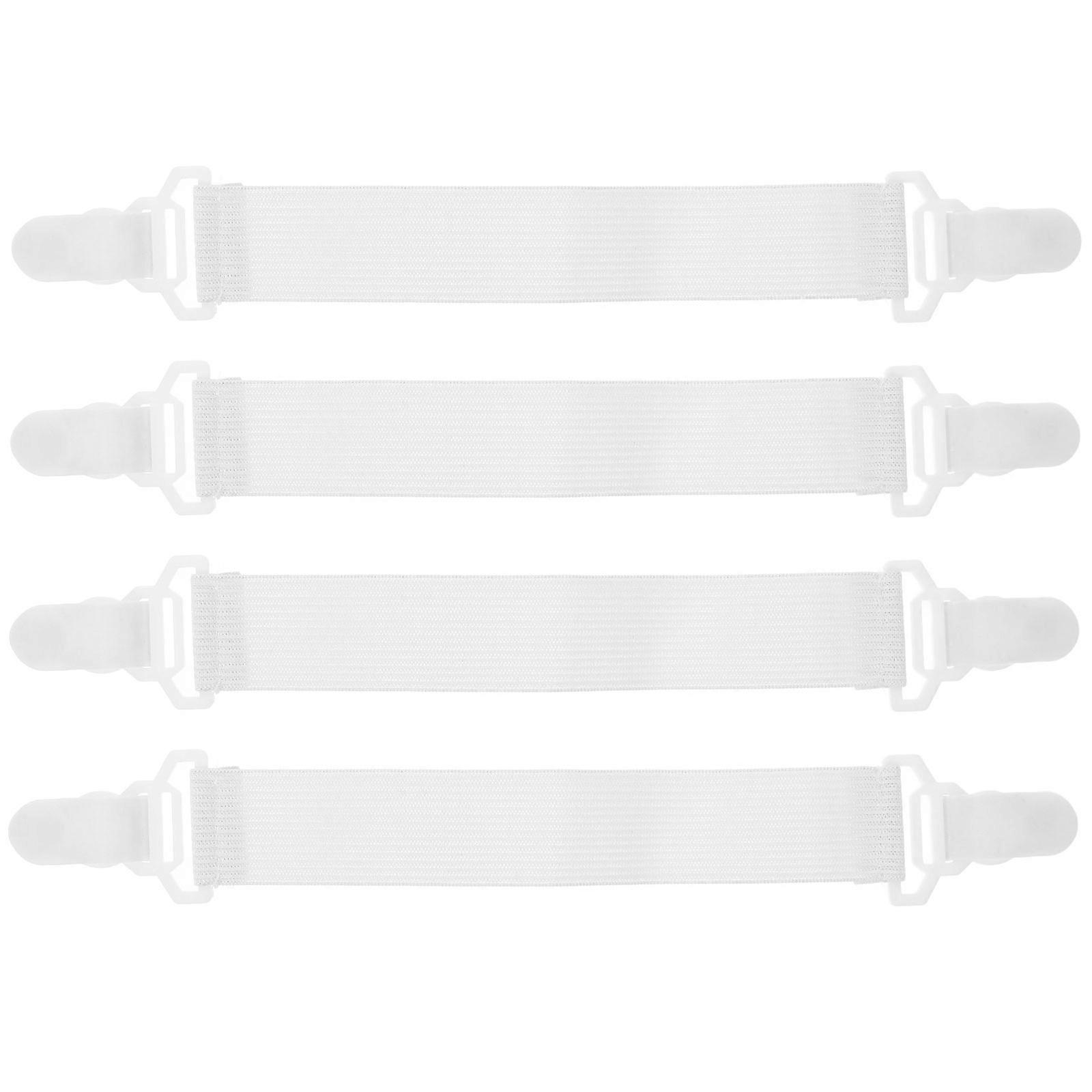 White Sheet Grippers Elastic Bed Sheet Tightener with 3Pcs Plastic Clips