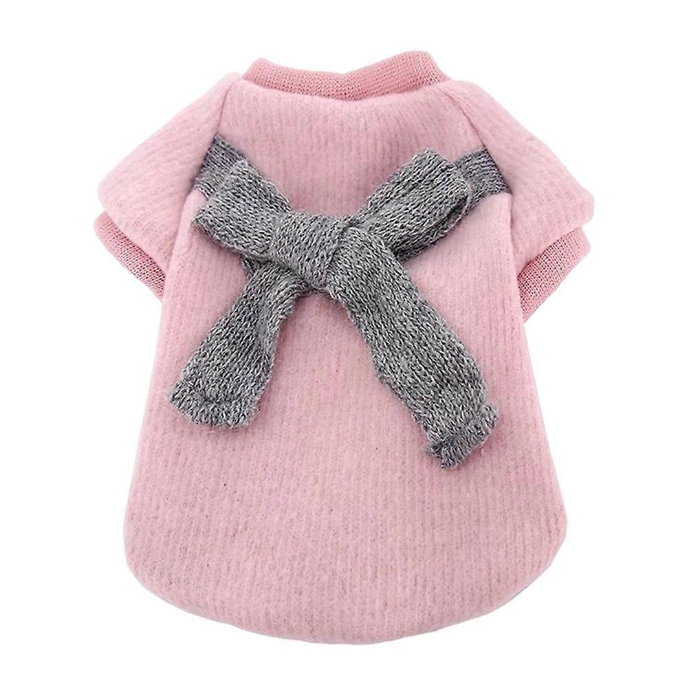 Pet Clothes Pink Dog Warm Sweater with Bowknot for 3Pcs Use