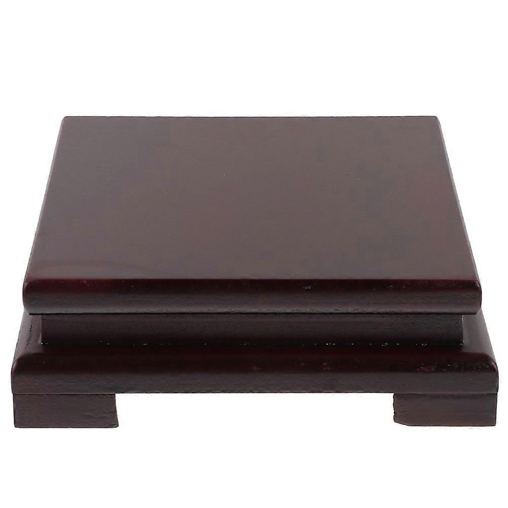 Table Display Risers Wooden Plant Riser For Home Decor Square Pot Elevator Dark Red 20.00X20.00X5.00CM 1Set