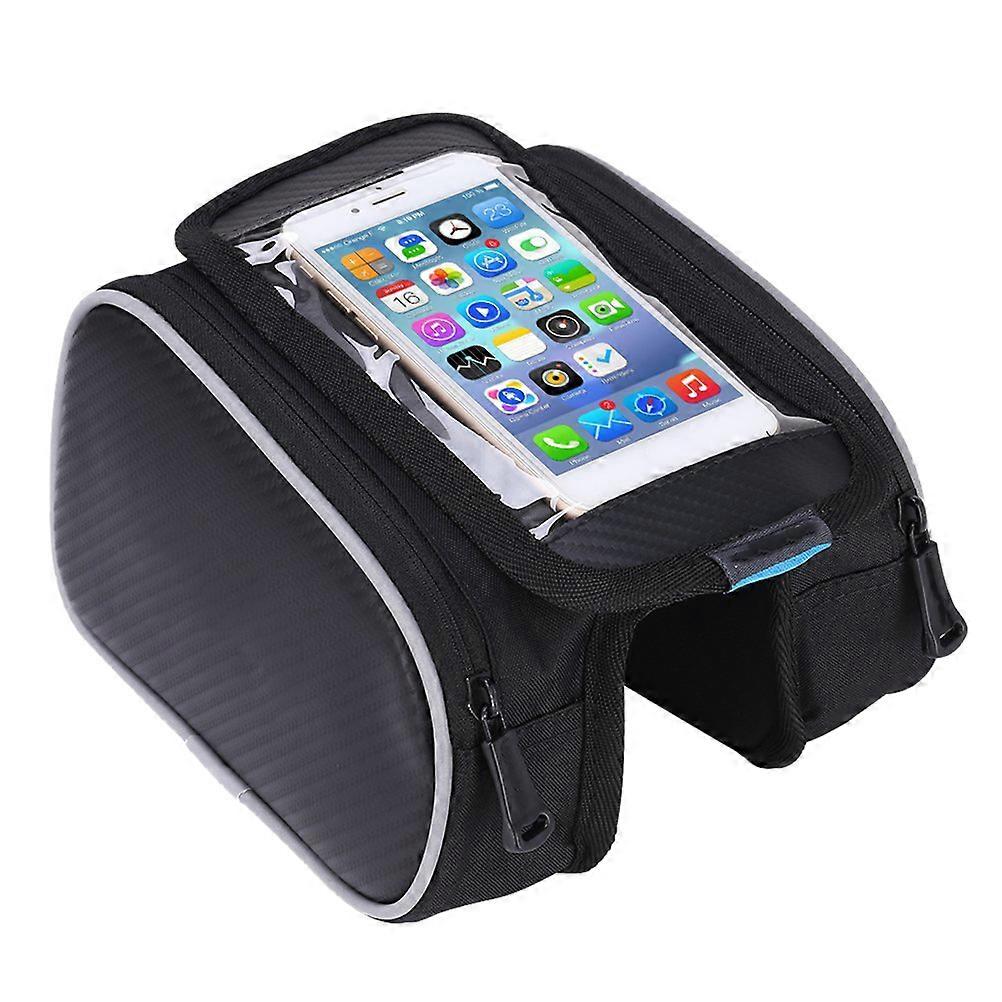 Bike Phone Mount Bag For Cyclists In Black With Double Zipper Design And Waterproof Feature 2Pcs