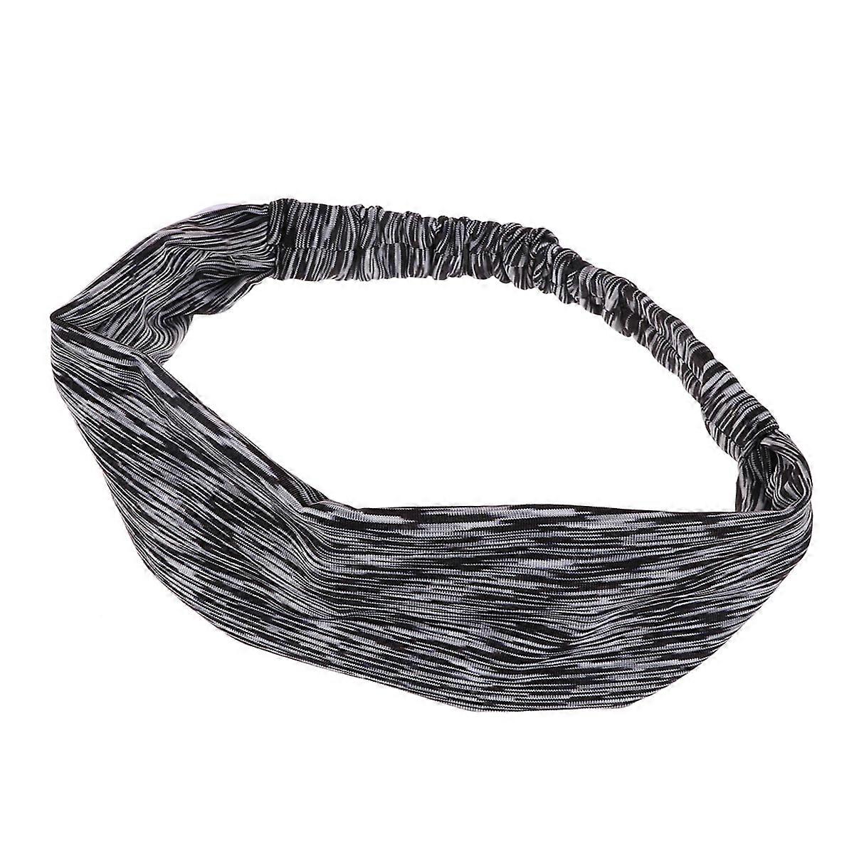 Black Breathable Elastic Headband with Buttons for Decoration 2Pcs Hair Band