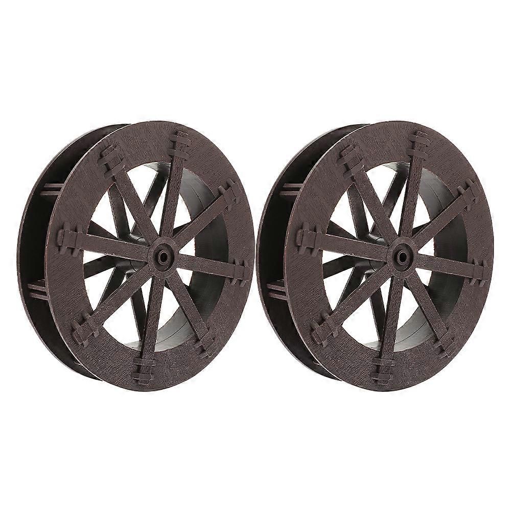 10Pcs Water Wheel Decorative Accessories For Micro-Landscape Scene Layout In Circular Shape And Brown Color