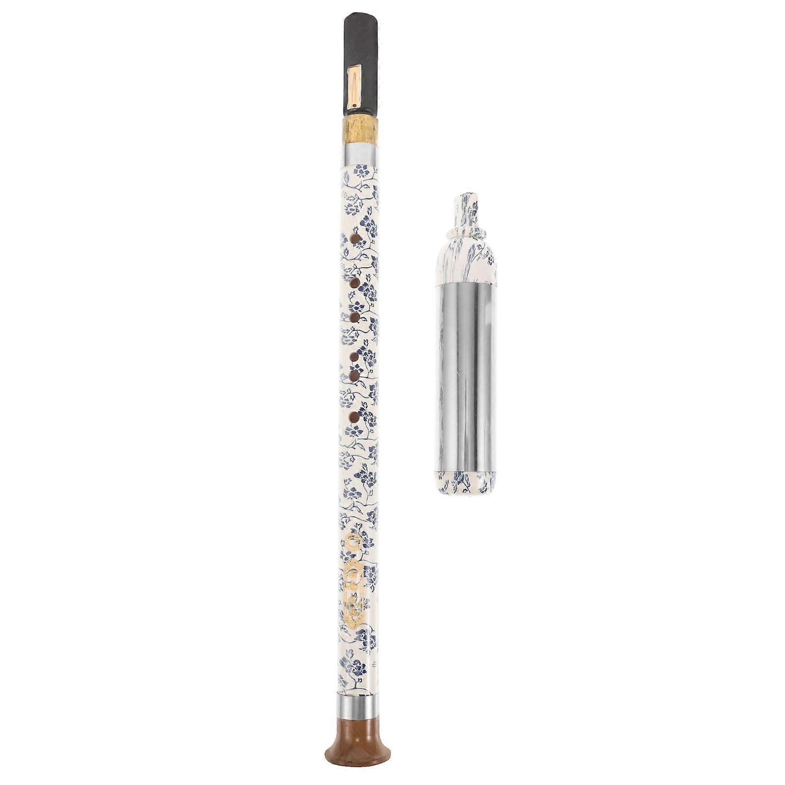 Ethnic Vertical Bawu Instrument for Decor with Bamboo and Stainless Steel