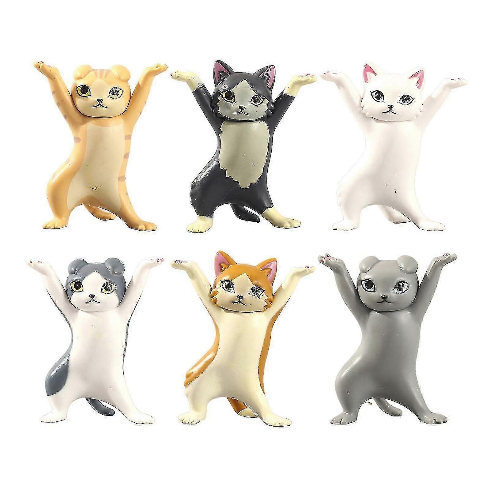 6x Dancing Cute Cats Tabletop Sculpture