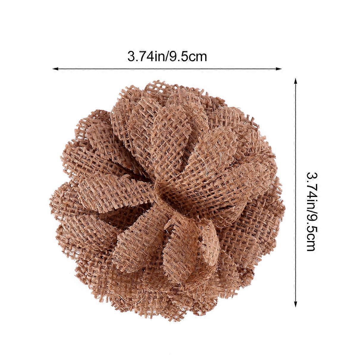 Jute Flower Linen Decoration for DIY Use 9Pcs Assorted