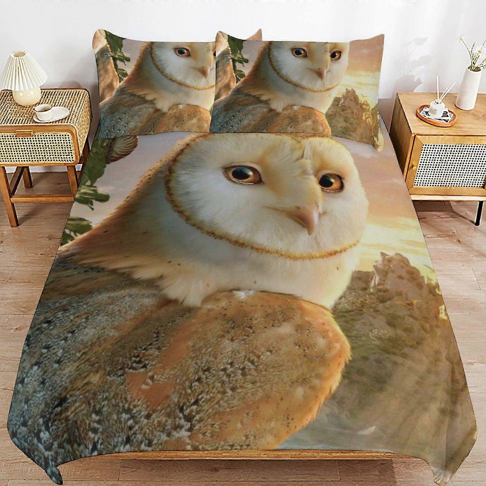 w502 Legend of the Guardians The Owls of Ga'Hoole Lightweight Comfort Cozy Zipper Access Layered Fabric Duvet Cover Sets with Soft Finish u502