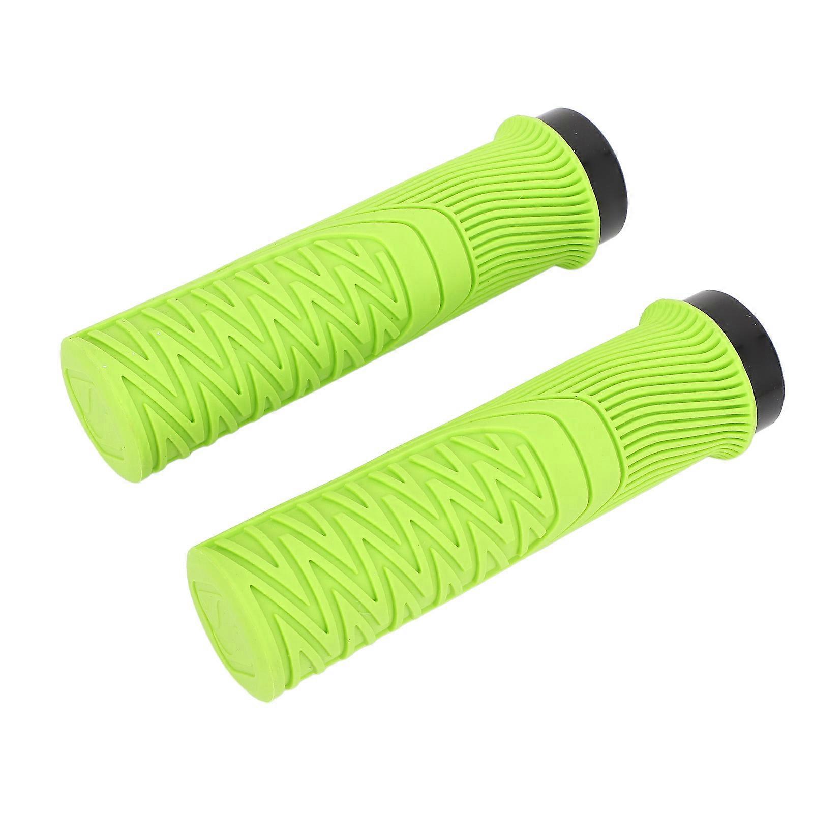 Mountain Bike Handlebar Grips Green Resin Soft Lock-On Antislip