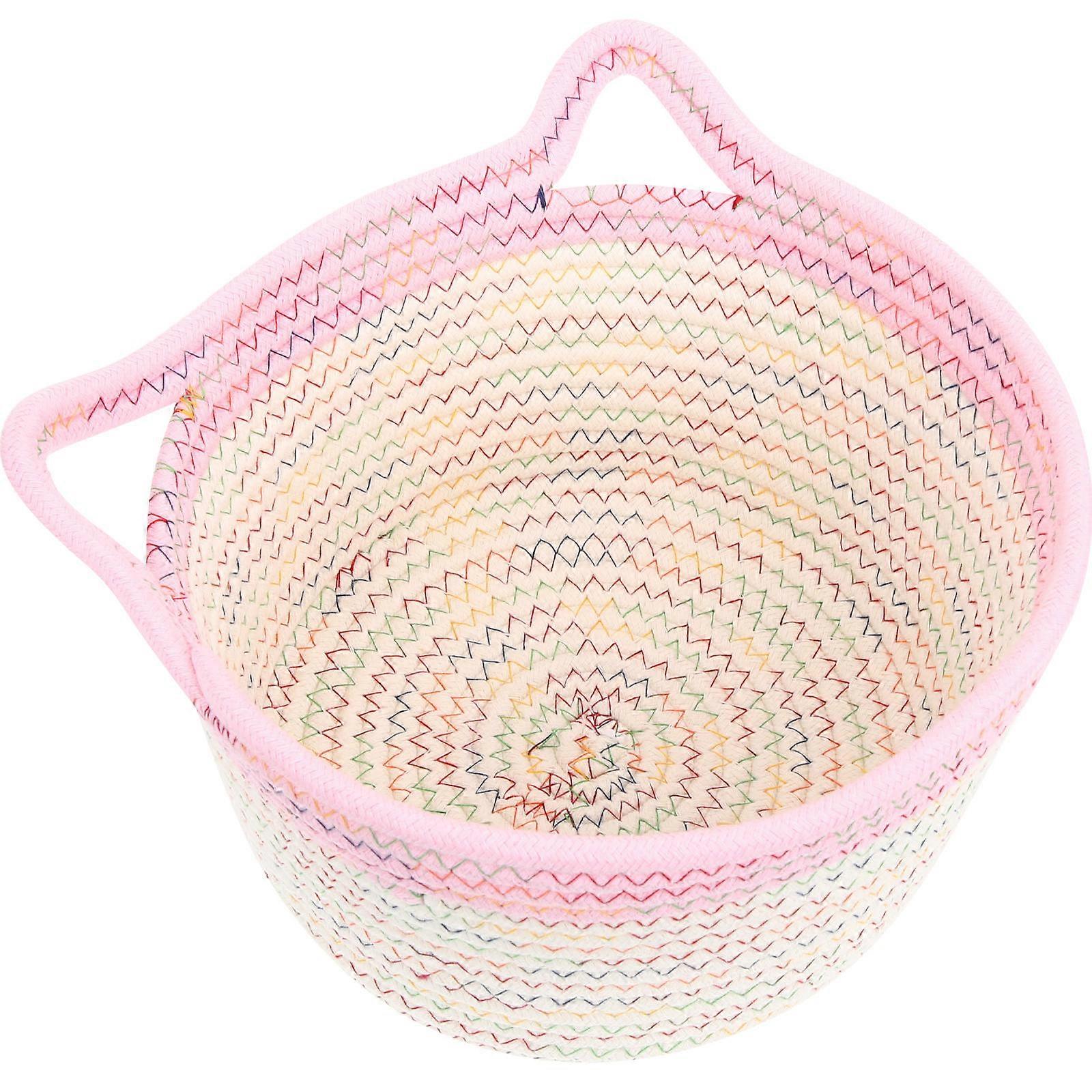 Rope Basket Desktop Organizer for Storage 2Pcs Sundries Holder with Handles