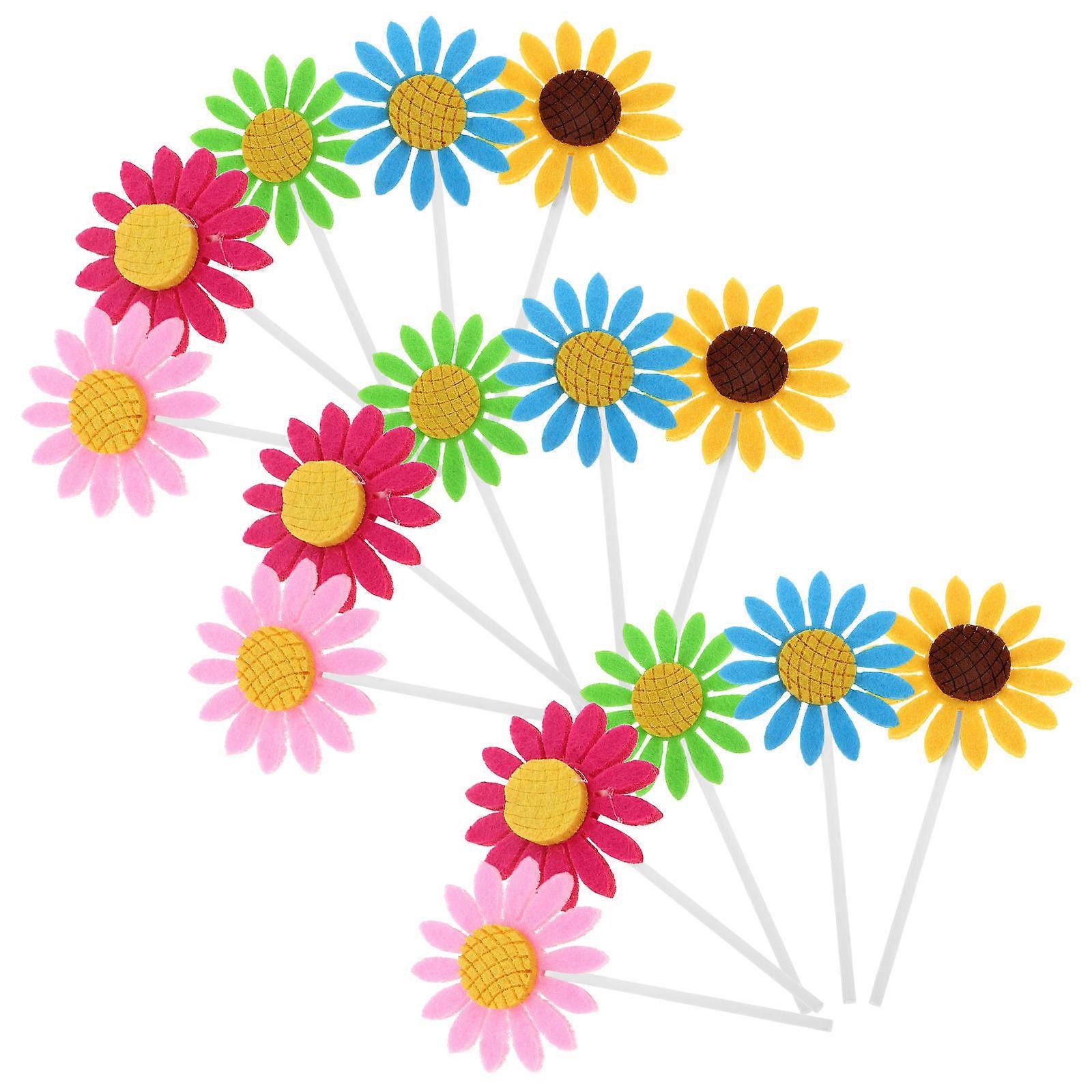 Sunflower Cake Toppers Felt Picks for Birthday Cake Decor 100Pcs Assorted