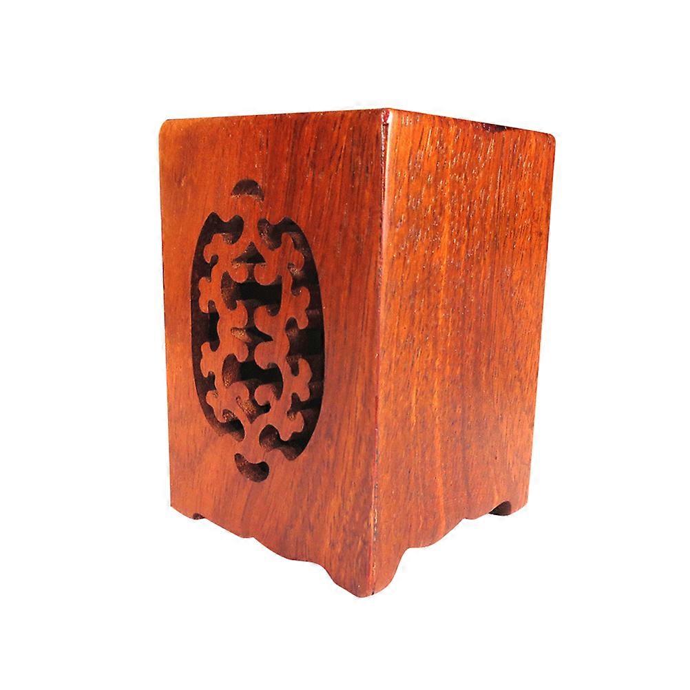 Multi Functional Stationery Box Wooden Pen Can For Desk Home Office Use Light Brown 8x8.5x11cm 1Pack