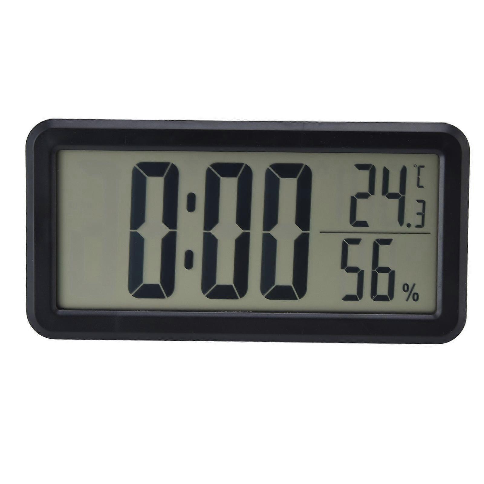 Digital Alarm Clock Portable Black Temperature Humidity Wall Mounted LCD Digital Electronic Clock for Dormitory Desktop