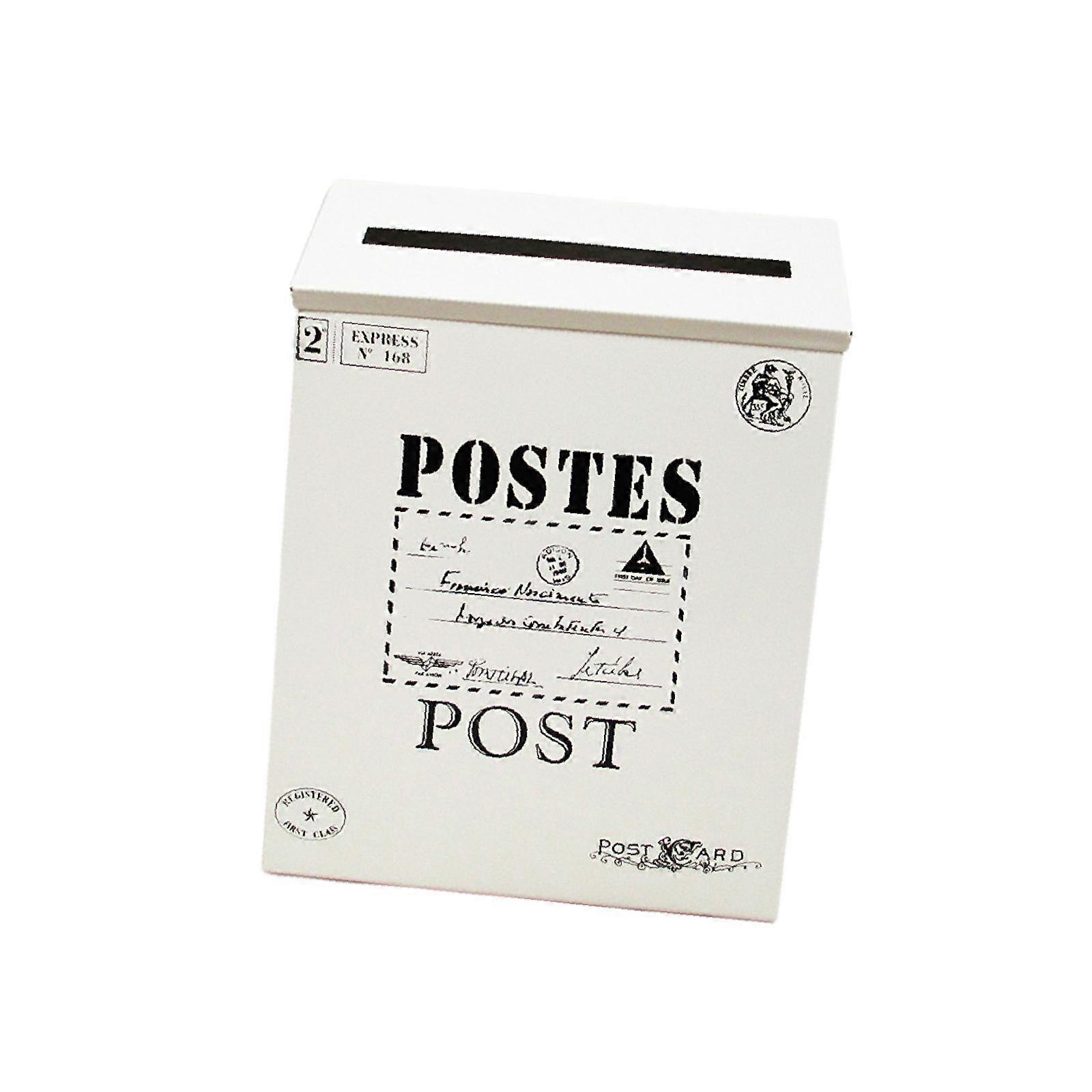 Wall Hanging Mail Box Large Capacity Retro Drop Box for Yard Gate Decoration Beige