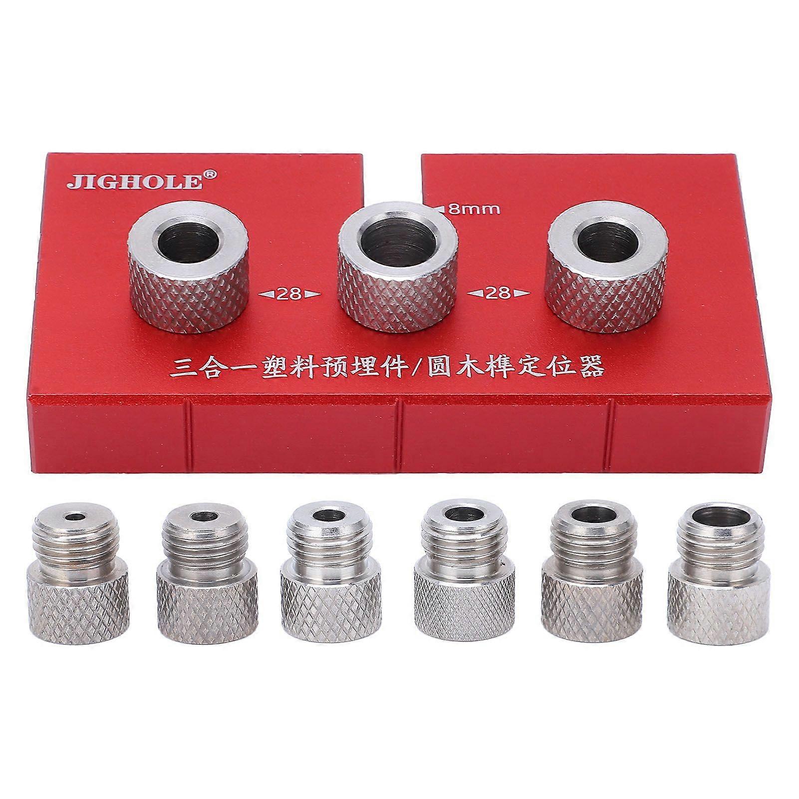 Wood Doweling Jig Drill Guide 3 in 1 Locator Hole Puncher Positioning Opener Carpentry Tools Red