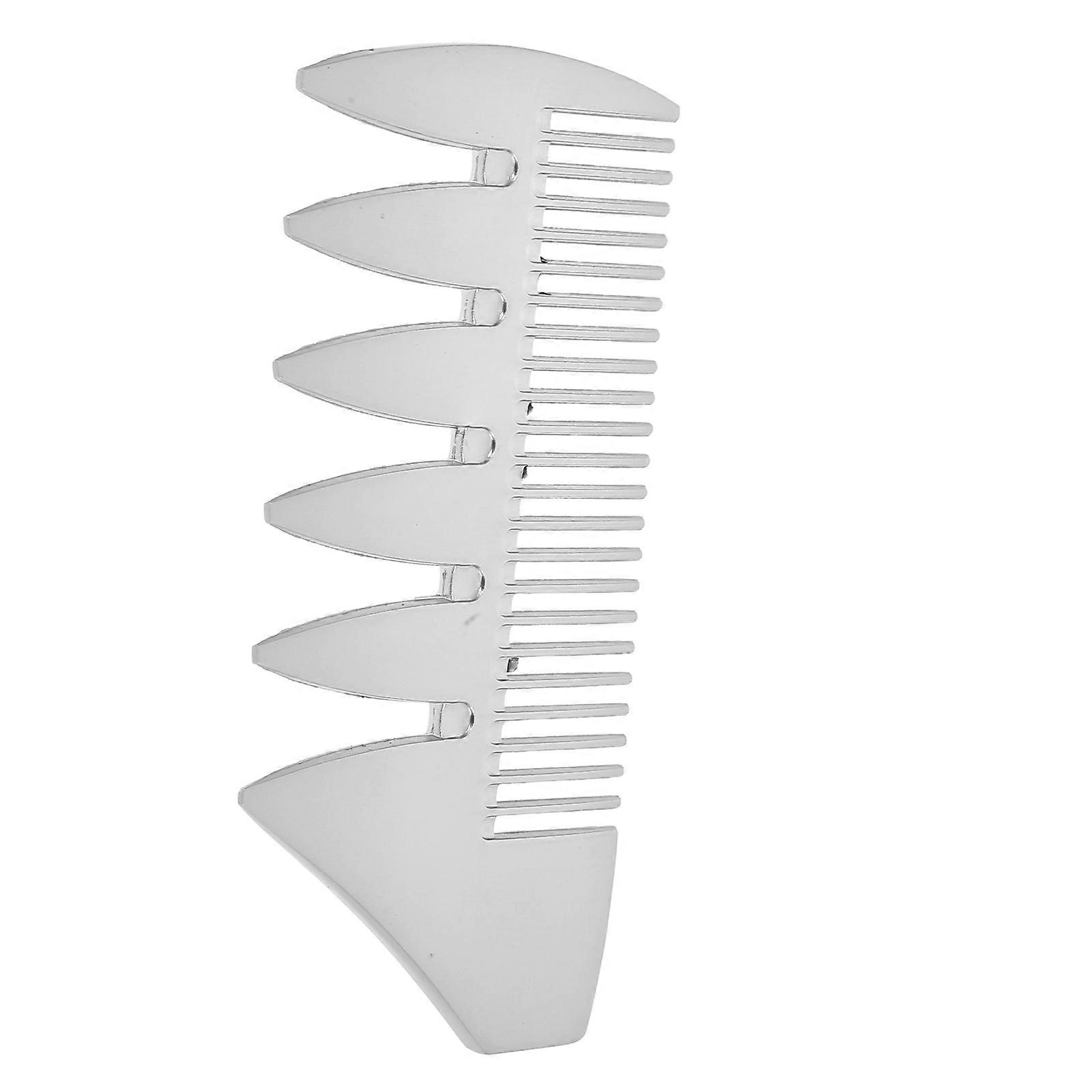 Dual Sides Beard Comb Alloy Pocket Size Comb for Men Silver