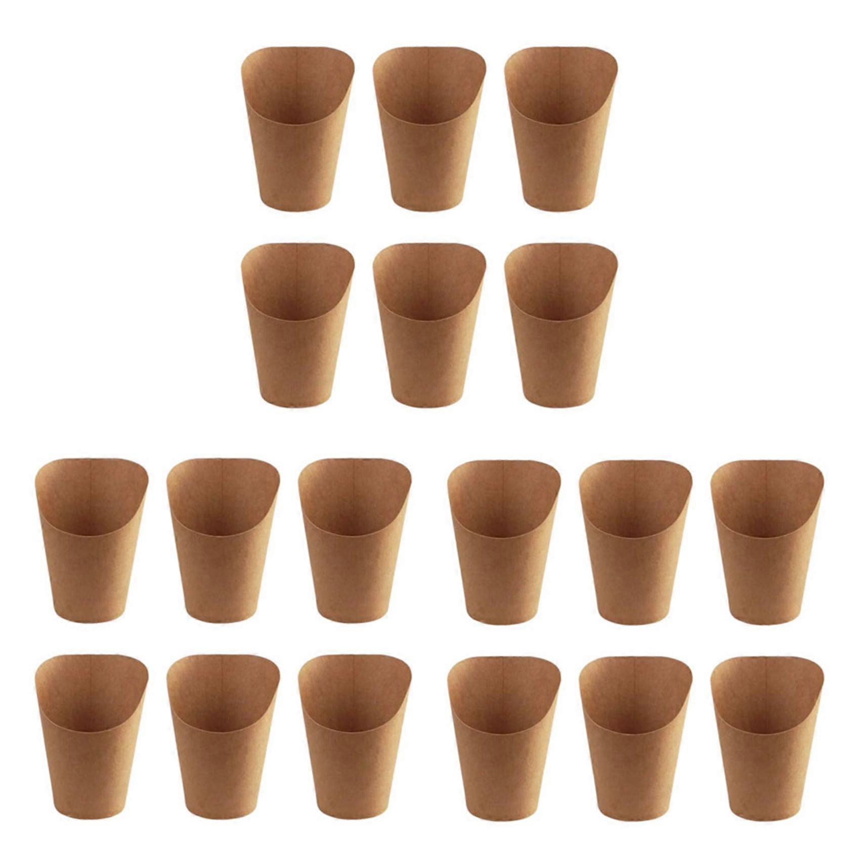 300Pcs Disposal Baking Cakes Egg Puff French Fries Chips Snacks Kraft Paper Cups Holder, 300Ml (Brown)
