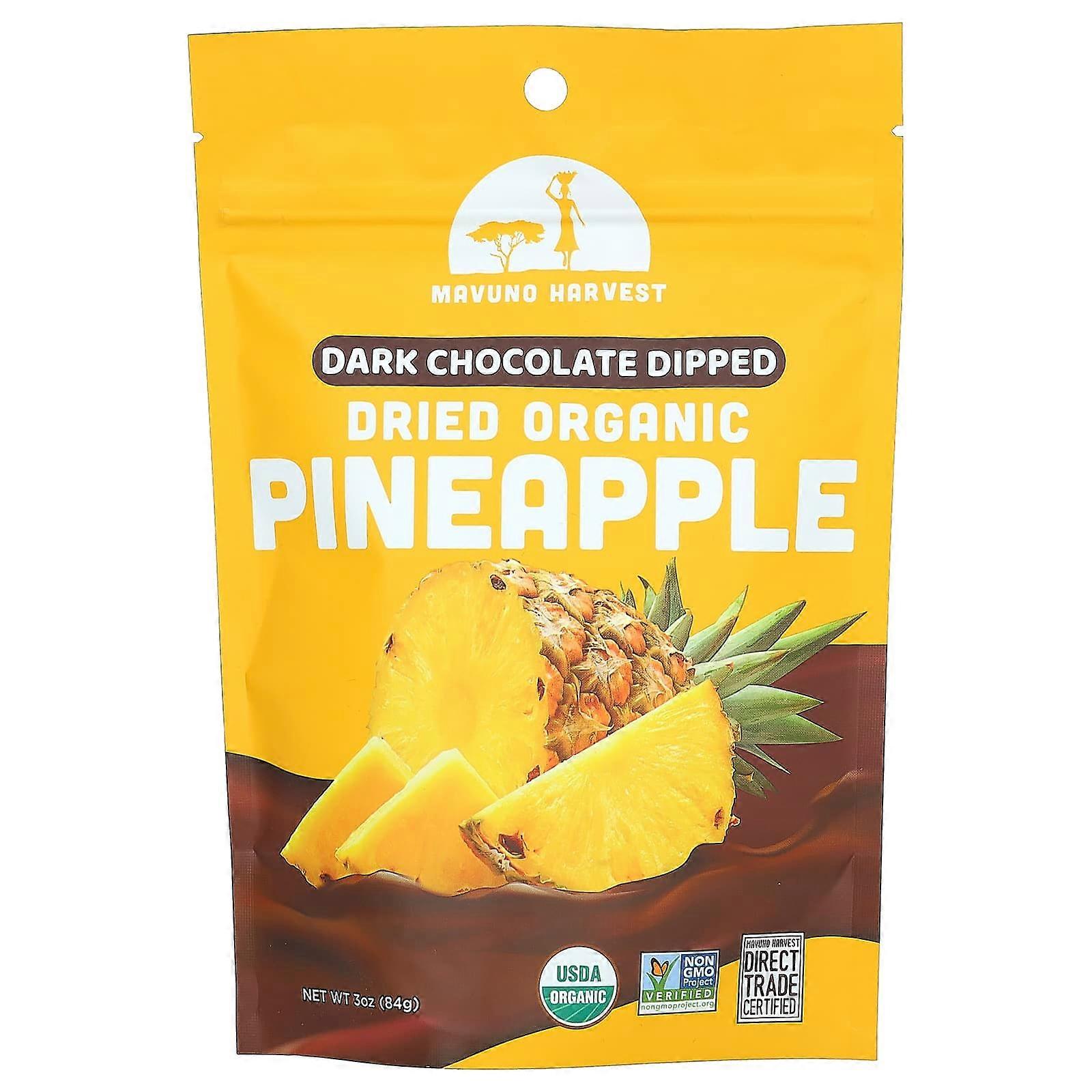 Dried Organic Pineapple, Dark Chocolate Dipped, 3 oz (84 g)
