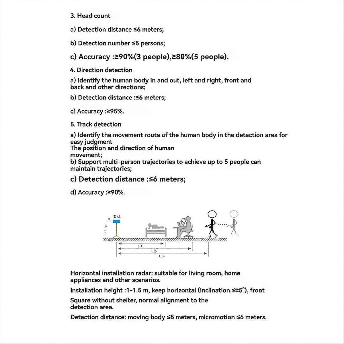 24G Millimeter Wave High-Precision Human State Perception Radar LD2460 Multi-Target Trajectory Positioning and  
