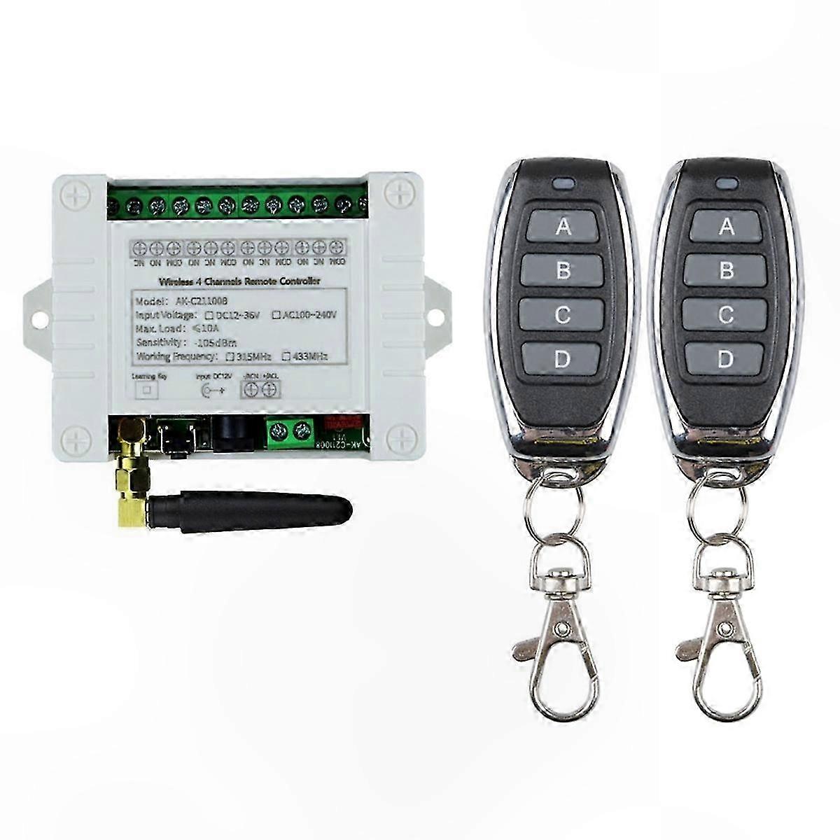 10A 4-Channel Wireless Relay RF Remote Control Switch with Receiver