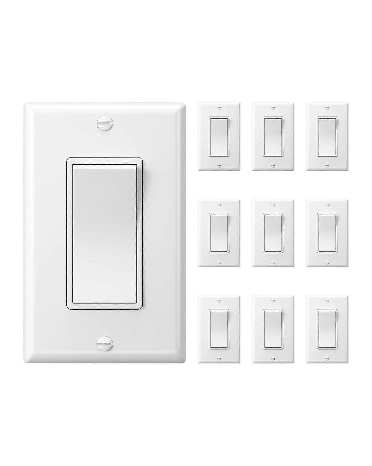 3 Way Decorator Light Switch with Wall Plate, 120/277VAC 15A Light Switch,
