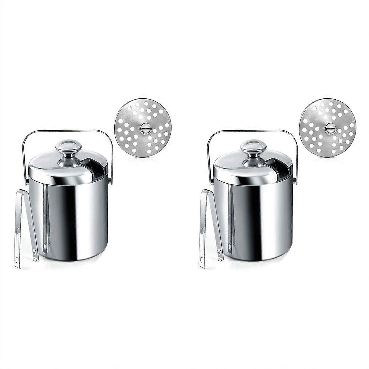 Double-Walled Ice Bucket with Lid, Stainless Steel, 1.3 Liter