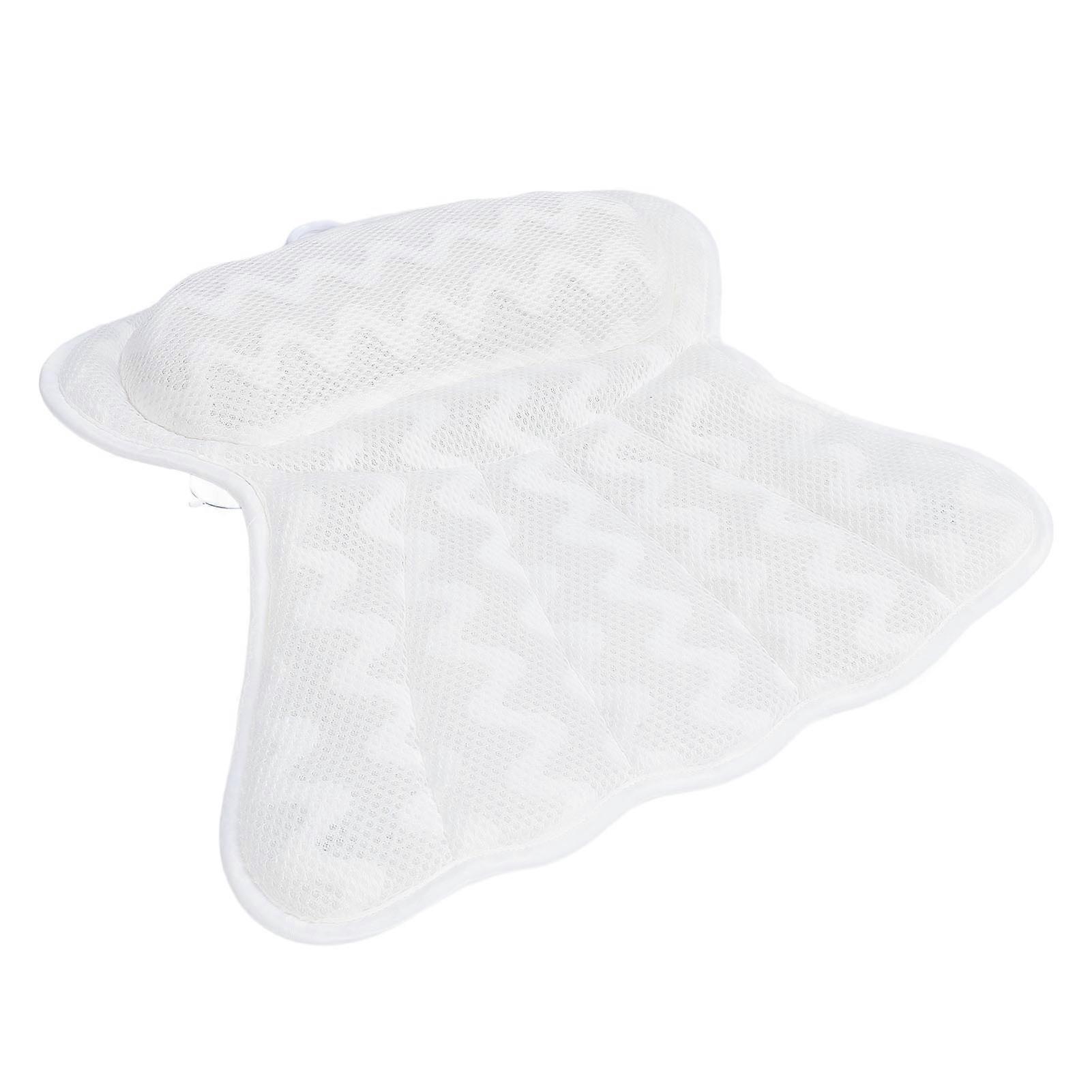 Bath Pillow with 6 Suction Cups Ergonomic Non Slip Bathtub Head Rest Cushion for Neck and Back Support 