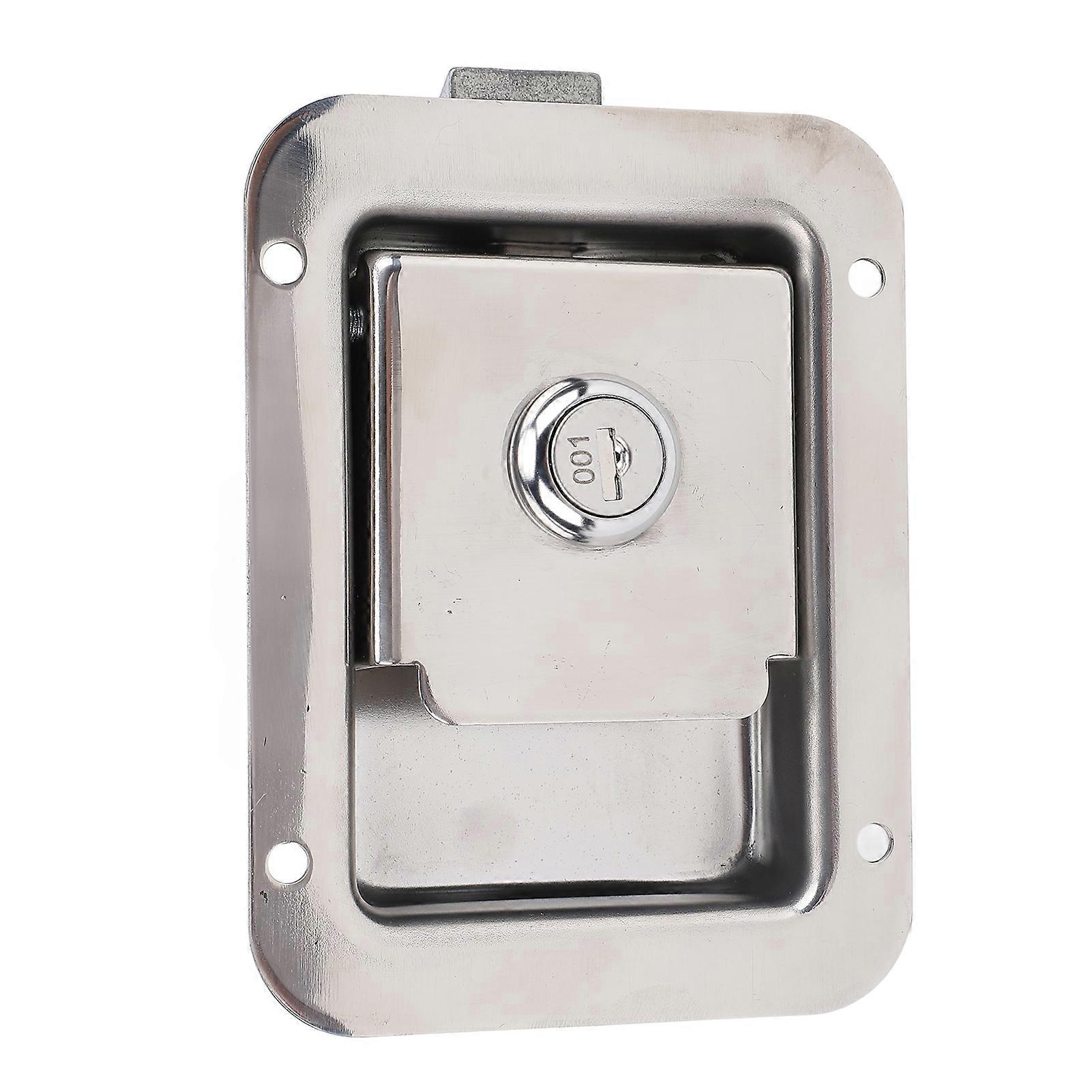 Tool Box Latch with 2 Keys Stainless Steel 4.8x3.6in Flush Mount RV Toolbox Handle Lock for Caravan Truck RV Vehicles Toolbox 