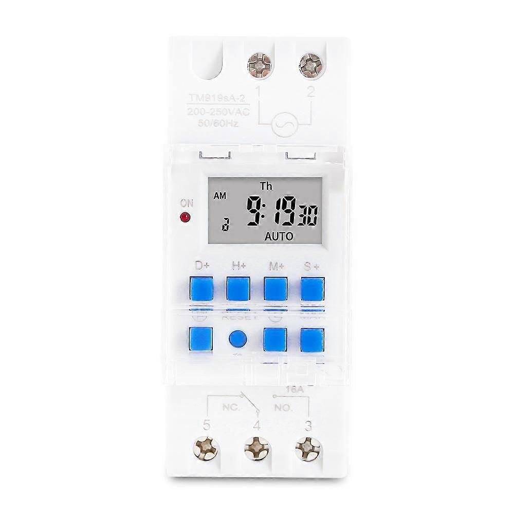 16A 1 Second Interval Programmable Digital Timer Switch 7 Days Auto ON OFF Din Rail Mounted