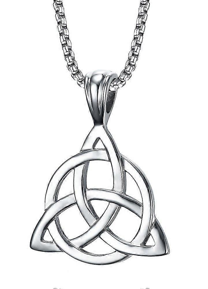 Simple Lucky Trinity Knot Pendentif En Acier Inoxydable Triangle Triple Nœud Pendentif Collier, Hommes
