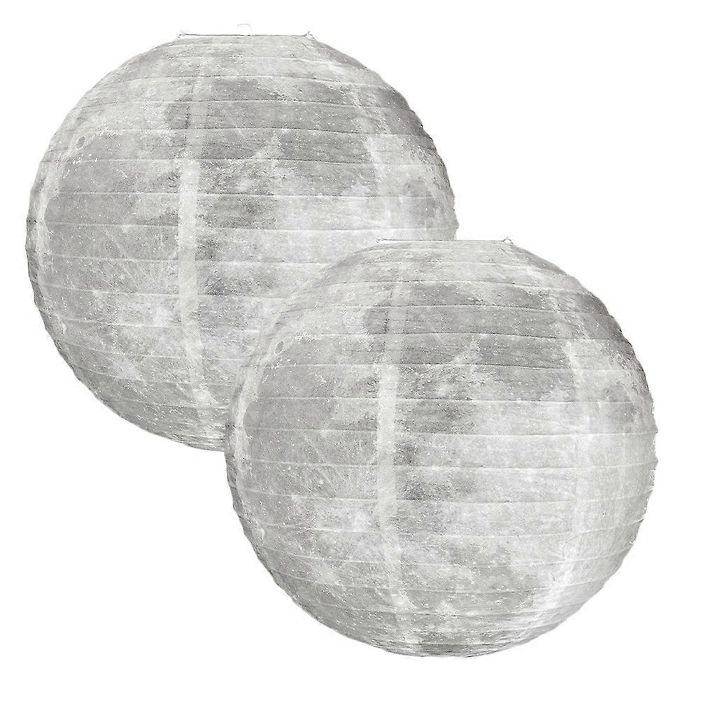 Round Space Theme Paper Lanterns 2Pcs Light Grey Ideal For Children Classroom Decoration