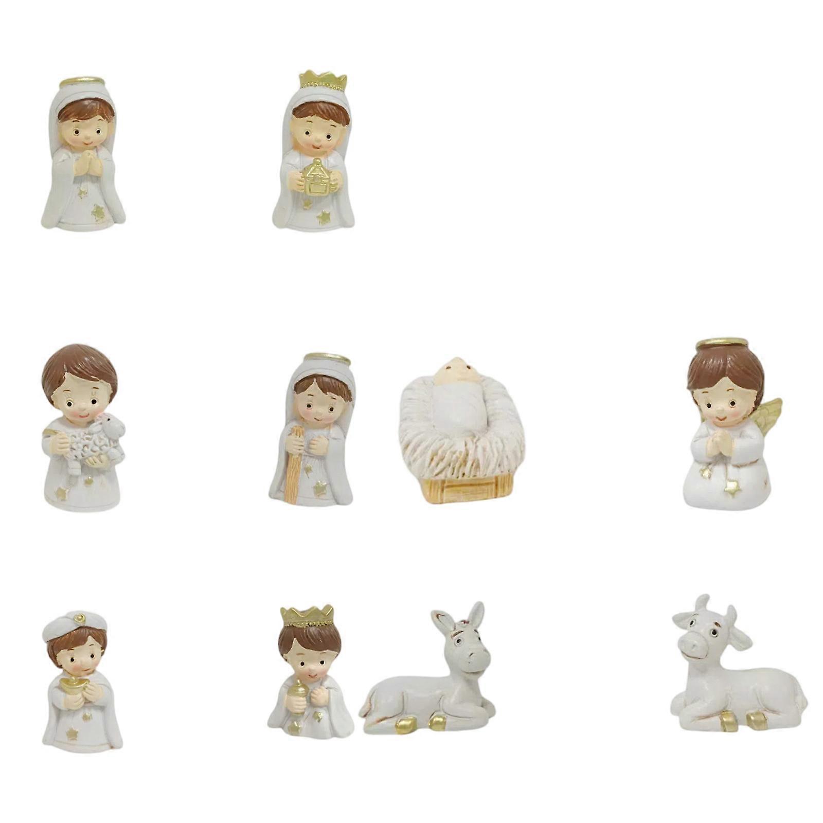 Stable Nativity Scene Statue Christmas Nativity Figurines Holy Family Collectable Decors,Table Ornament for Indoor Multicolor