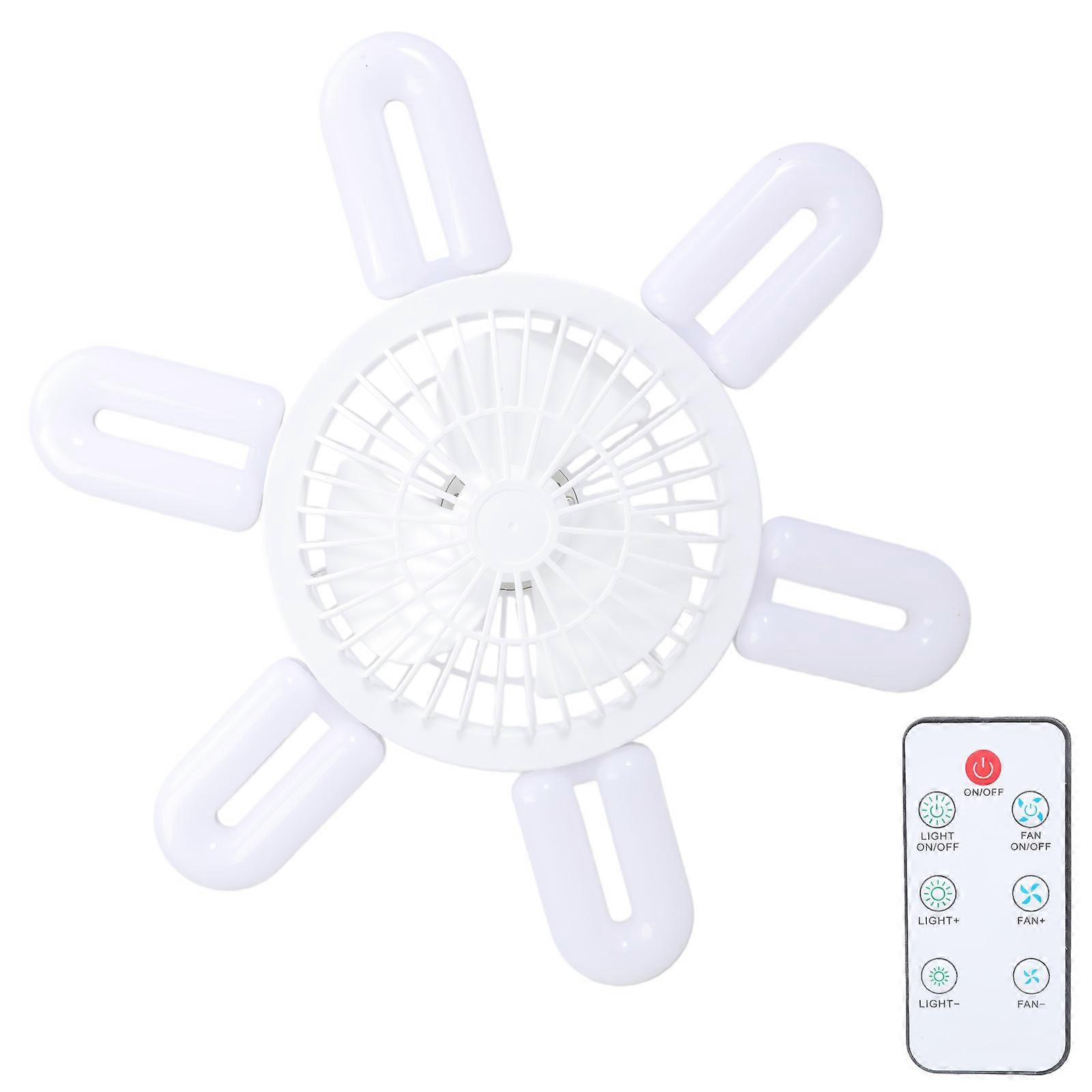 Deformable Ceiling Lamp 60W Workshop Lighting Ceiling Fan Light E27 LED Bulb Fan Plastic Texture Perfect for Warehouse  White