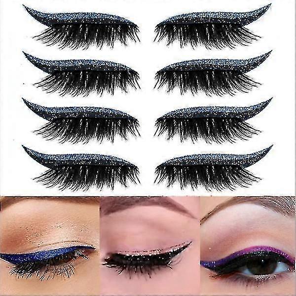 4 Pair Reusable Eyelash Stickers Glitte Eyeliner Invisible Tape Self Adhesive Makeup Tool