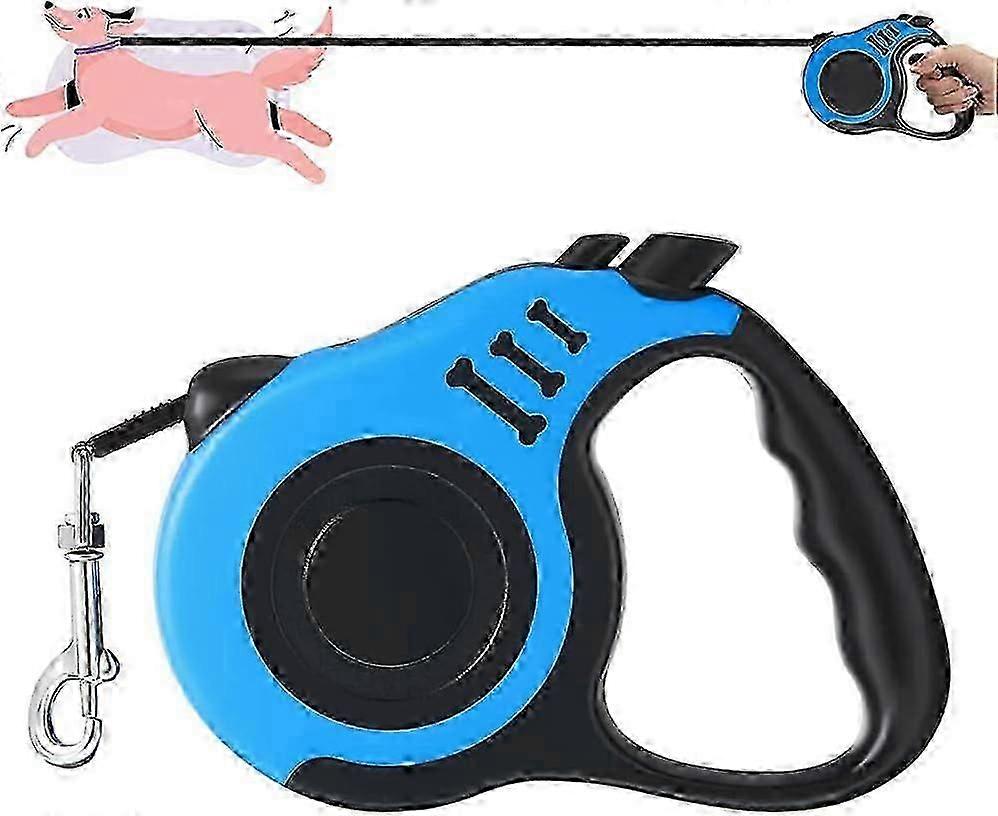Small dog retractable leash, can be extended to 5 meters, suitable for small and medium dogs (blue)