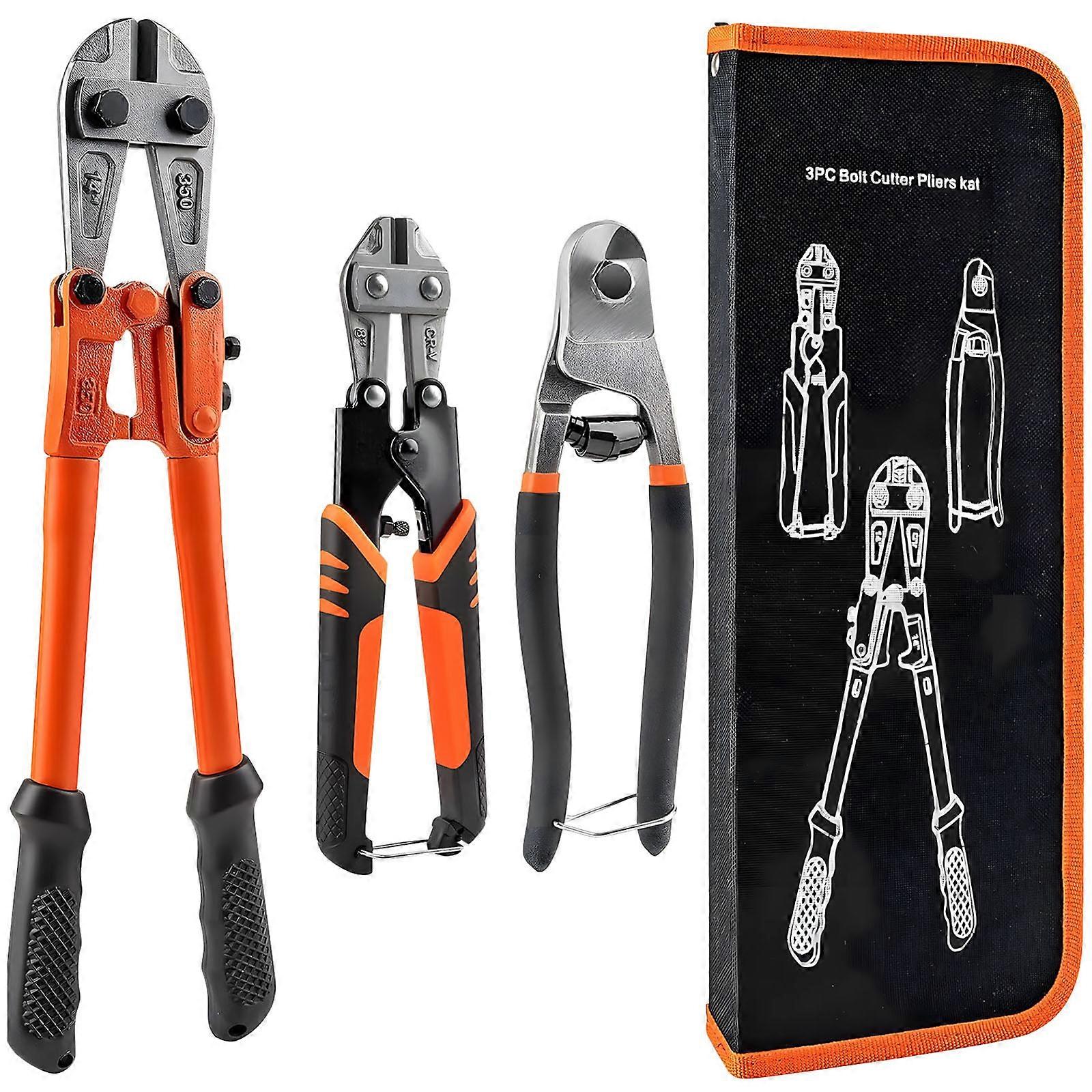 Multipurpose Steel Wire Cutters Kit With 14Inch And 8Inch Tool Compact Workshop Wire Snip Kit For Industrial Use Multicolor