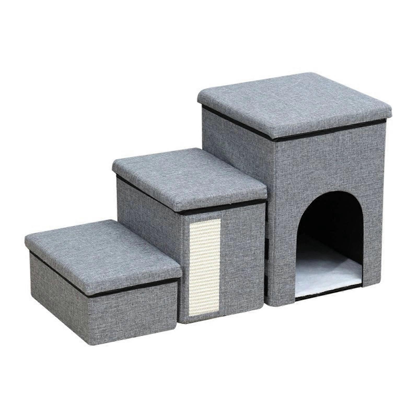 3 Levels Step Pet Climbing Ramp Ladder Foldable Stairway Pet Step Pet Ramp Ladder Stairway for Sofa Couch Bed Multicolor