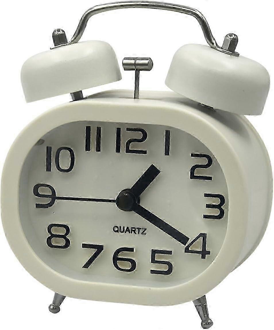 Analog Quartz Alarm Clock Silent Non-Ticking Battery Operated with Dual Bells