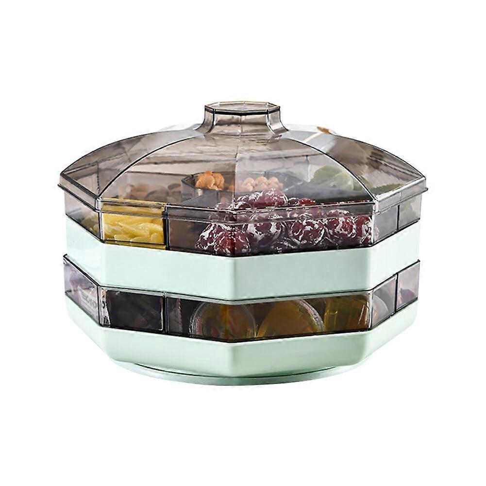 Snack Storage Box with Double Deck Rotating Design and Lids for Nuts, Candy, Dried Fruits
