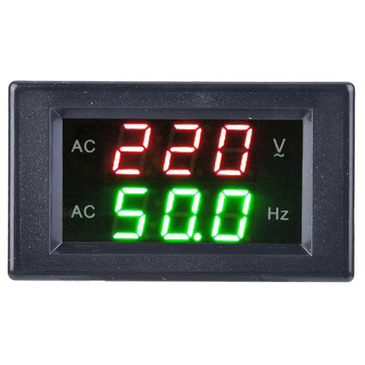 Generator Dual Display LED Digital AC Voltmeter Frequency Meter Testing Tool(Black)