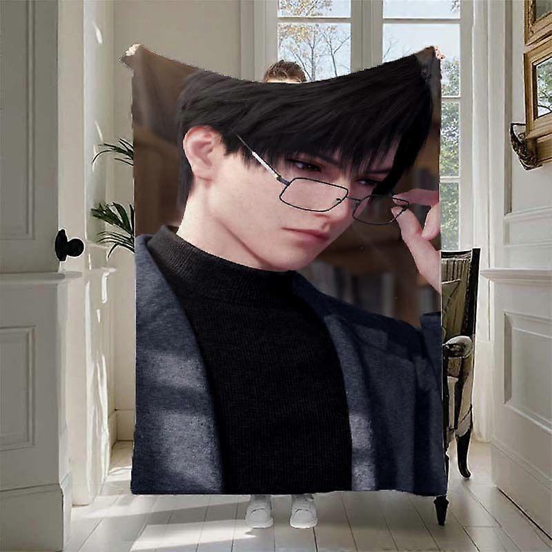 Love and Deepspace Anime Character Flannel Blanket - Soft All-Season Throw with Vibrant Character Design, Perfect for Na-AZXCM429