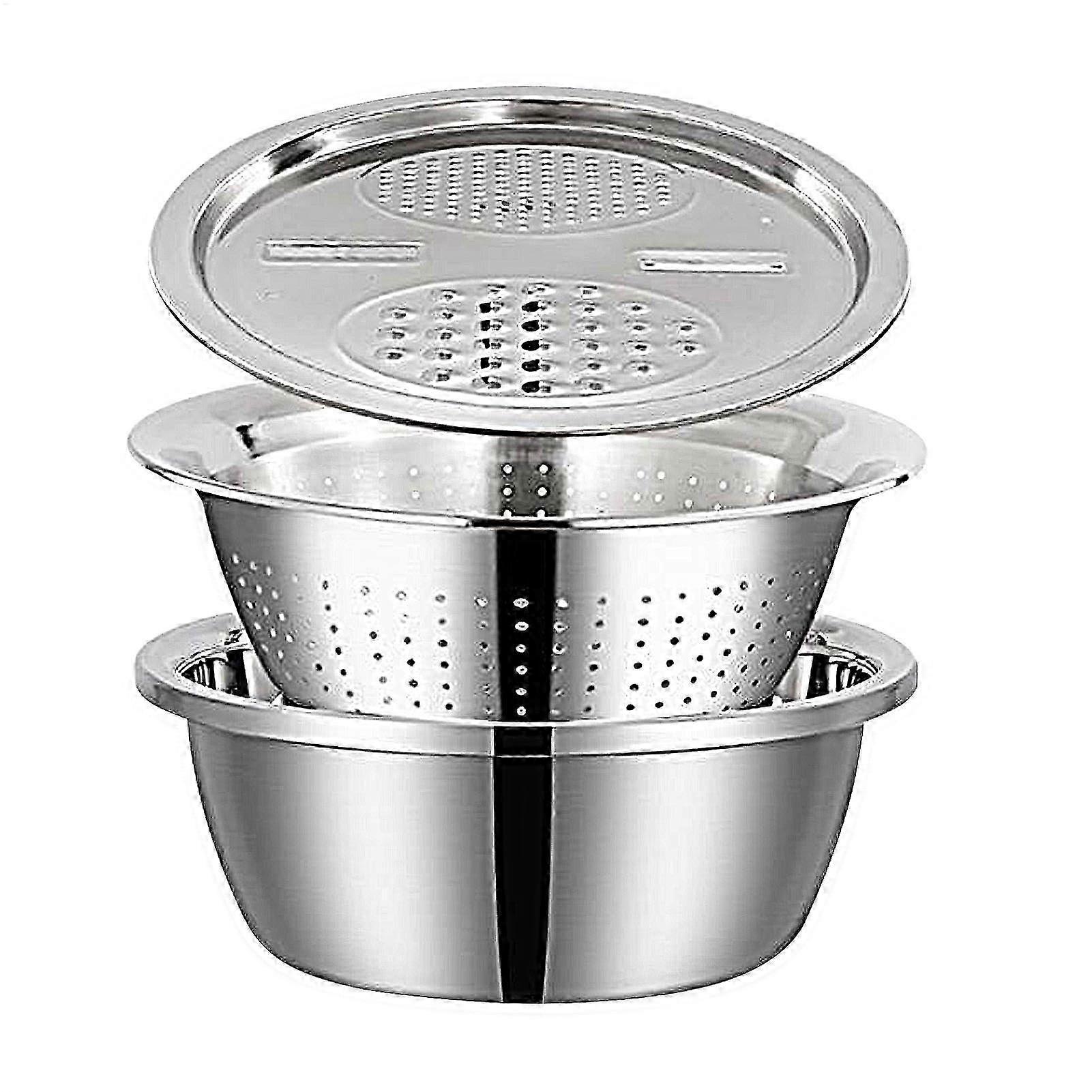 Colander with mixing bowl set, mixing bowl set Slicer basket washing bowl set strainer for cooked noodles, ginger, fruit