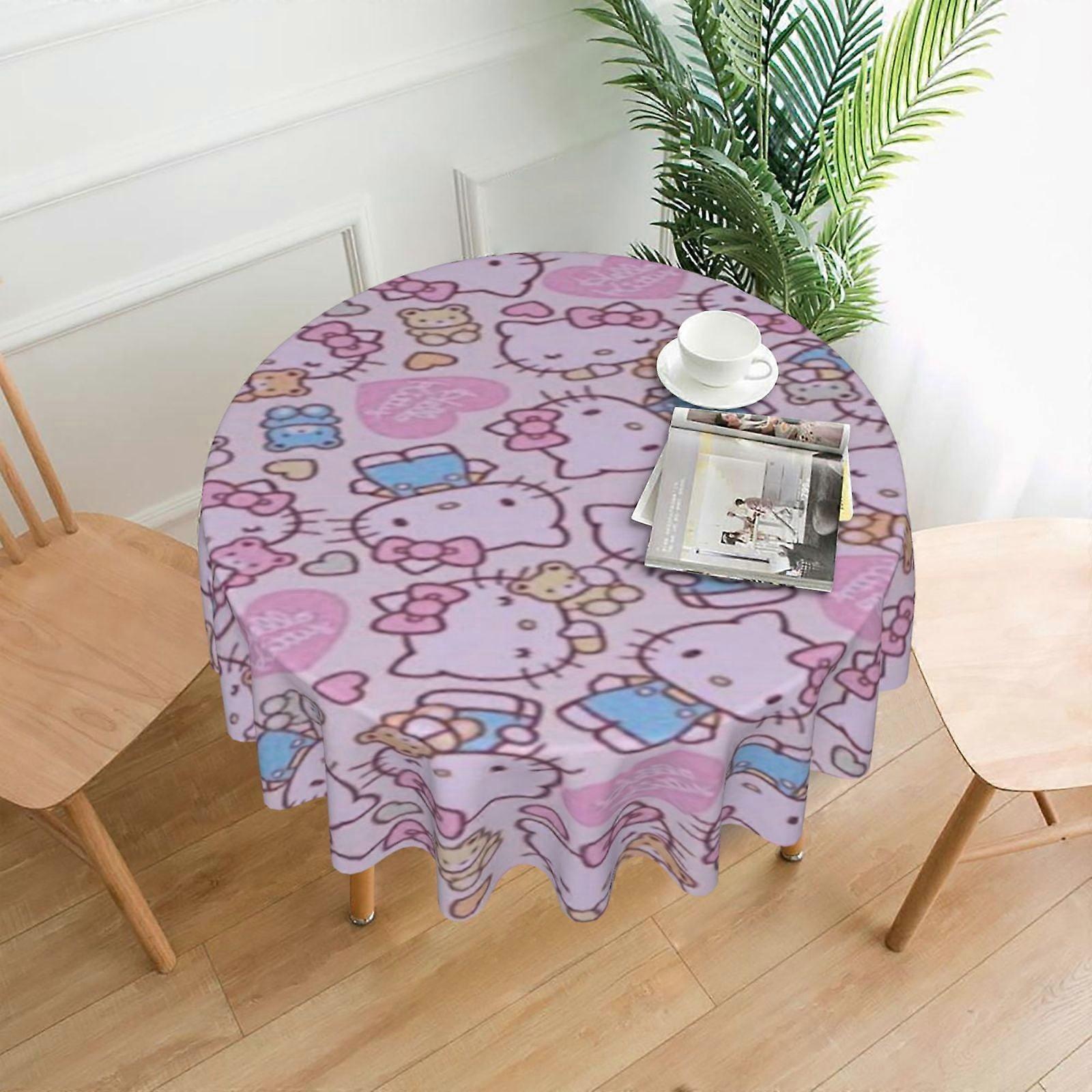 Hello Kitty Rectangular Tablecloth, Water Resistance Antiwrinkle Spillproof Soft Fabric, 60in, compatible with dining room, parties, holiday dinners