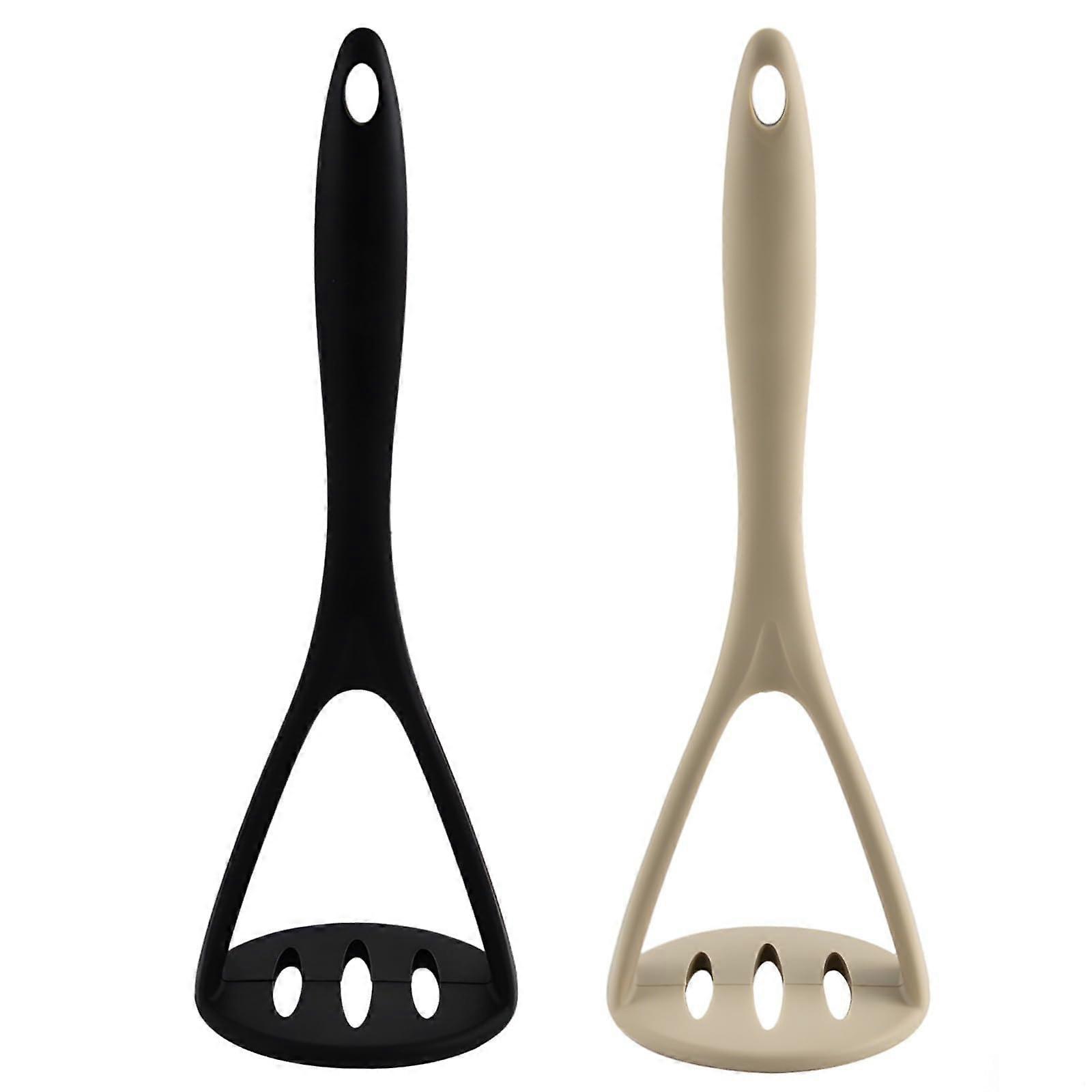 Silicone Potato Masher Set, 2 Pcs FoodGrade OnePiece Mash Tool for Nonstick Cookware