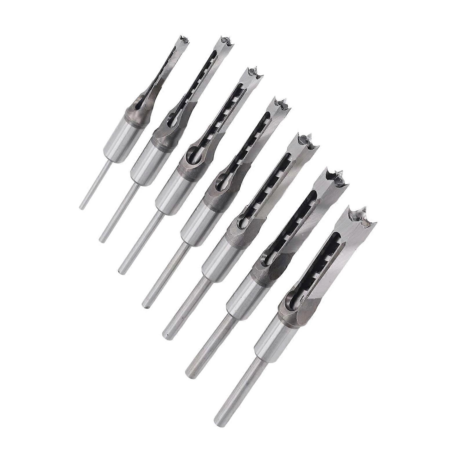 7Pcs Accuracy Square Chisel Drill Bits Kit For Carpentry Heat Treated Carbon Steel Drill Bits With Piercing Edges Multicolor