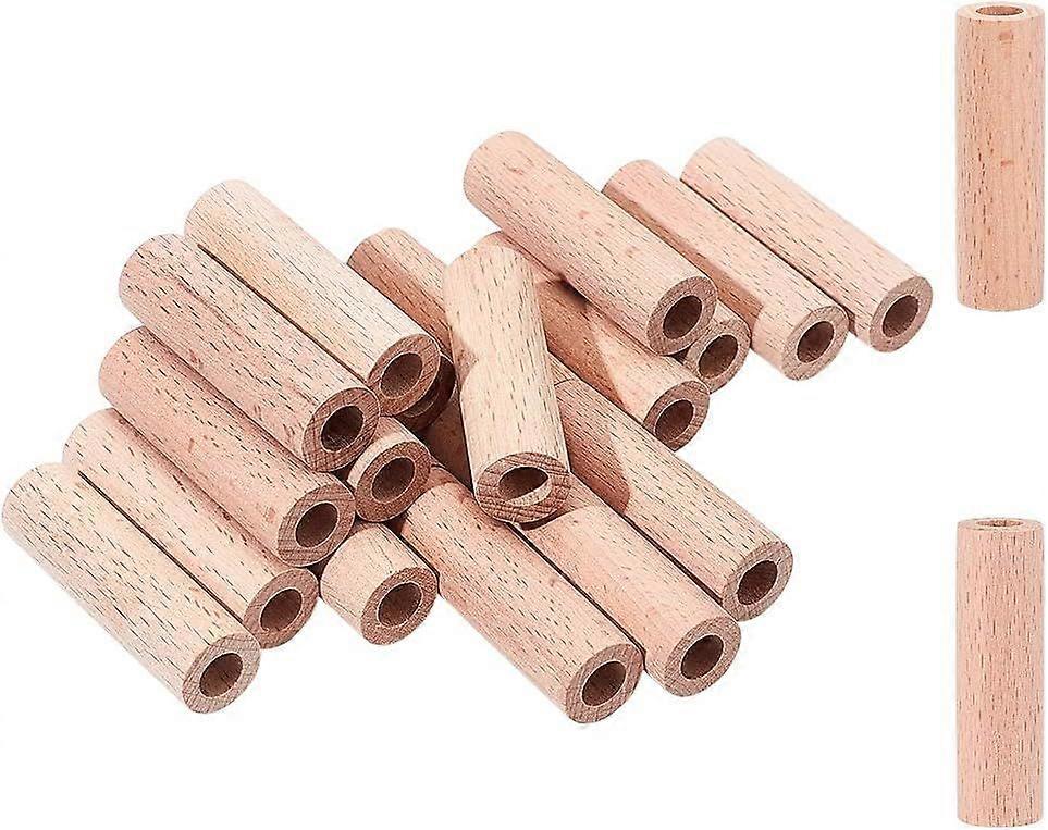 20 Pcs Wooden Craft Blocks - Cylinders 1.96x0.59 Round Sticks - Model Building Carving Home Decor - Hole: 0.31