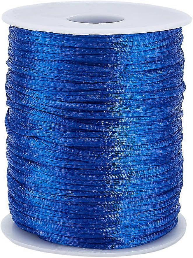 109 Yards Satin Rattail Cord 2mm Blue Rattail Silk Cord Bracelet String Beading String for Friendship Bracelet Necklace Chinese Knot Macram Dream Catc