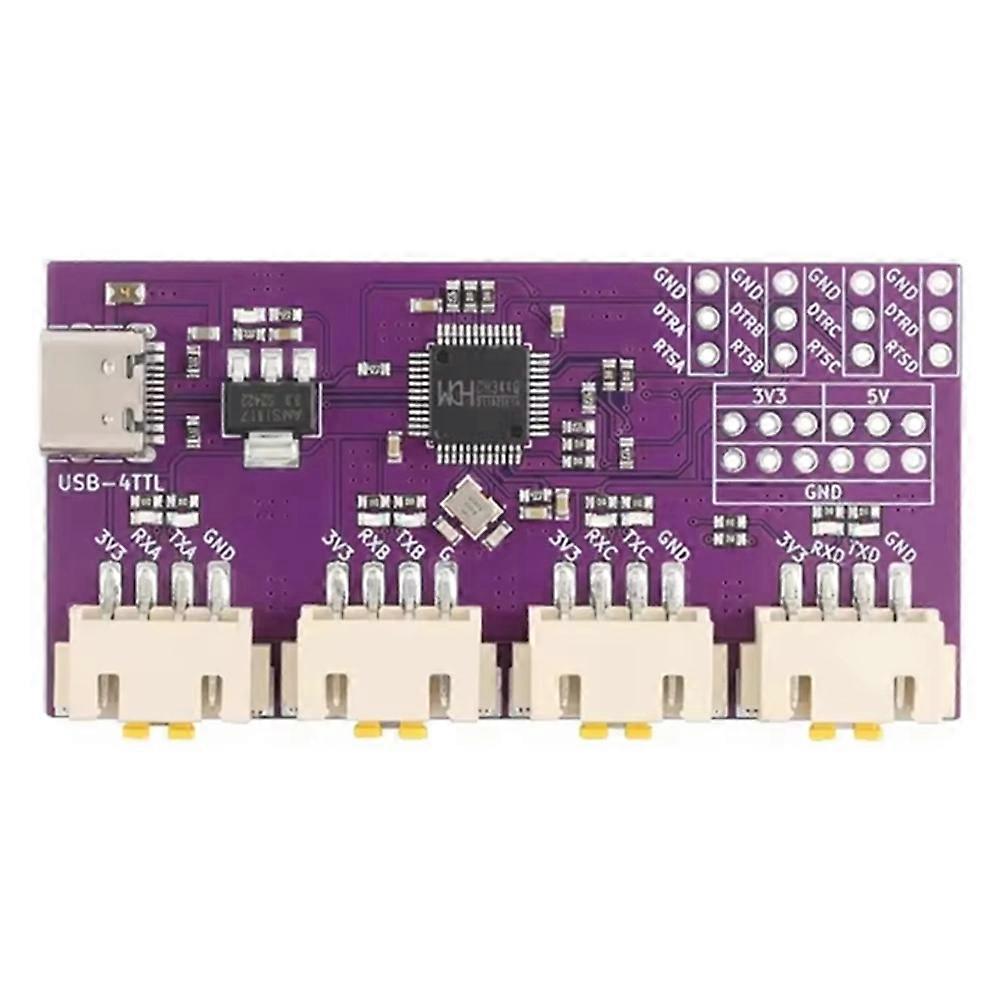 USB to 4 TTL Serial Port USB Type-C Interface 6Mbps High-Speed CH344 Chip Communication Conversion Module