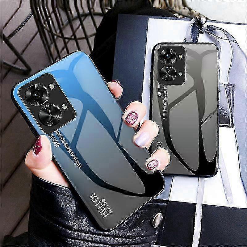 For Oneplus Nord 2t 5g Shockproof Gradient Color Tempered Glass Case 