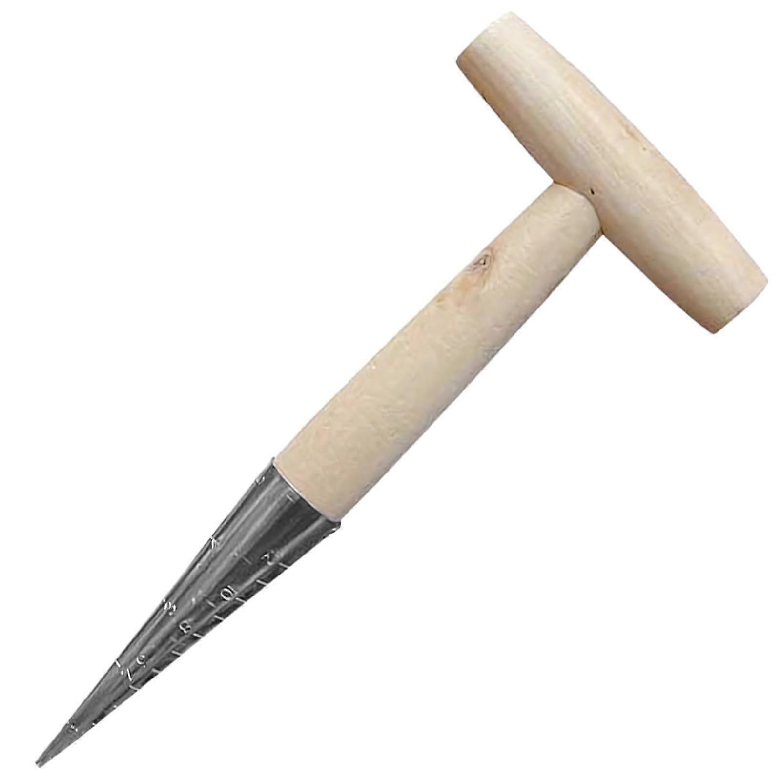 Bulb Planter with Wooden Handle and Chrome Steel Tip for Effortless Precision Garden Planting