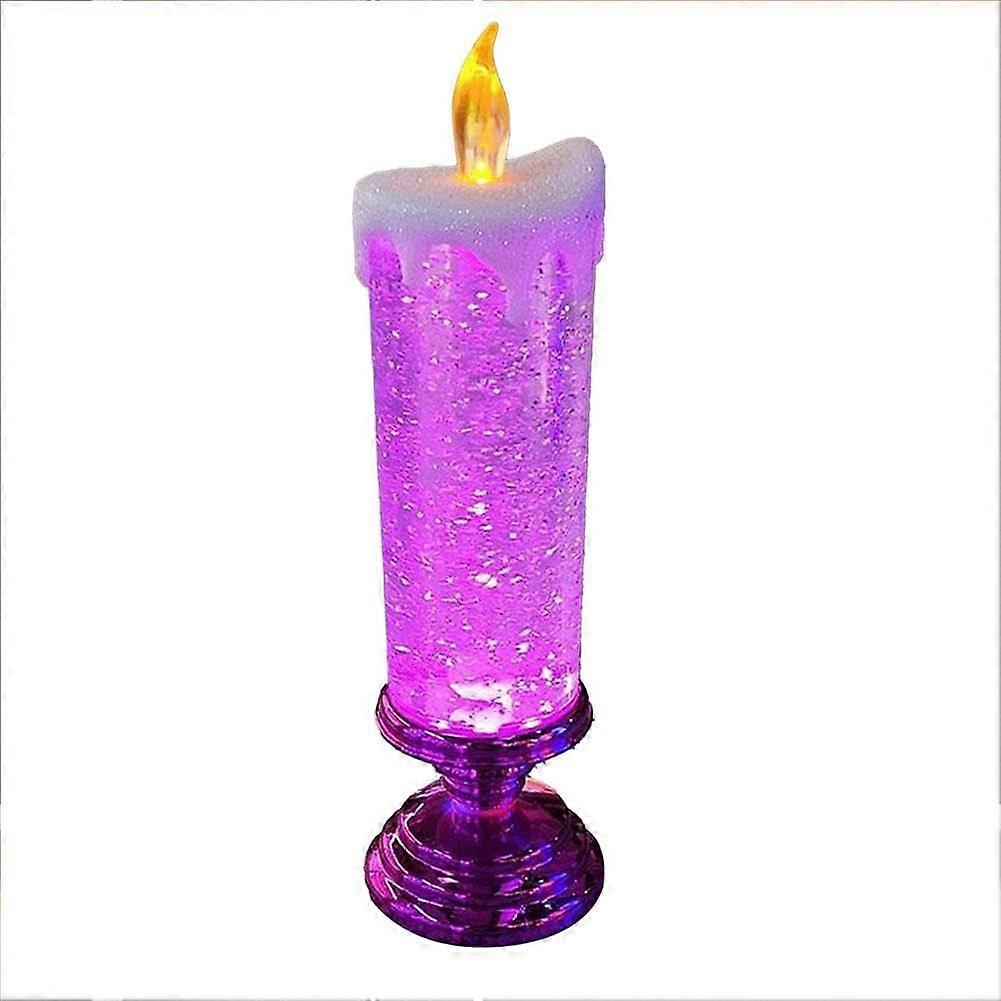 Led Candle Light Christmas Fairy Lamp Flameless Pink Desktop Luminous Decor with K9 Ornament for Shop Bar Display 1pc